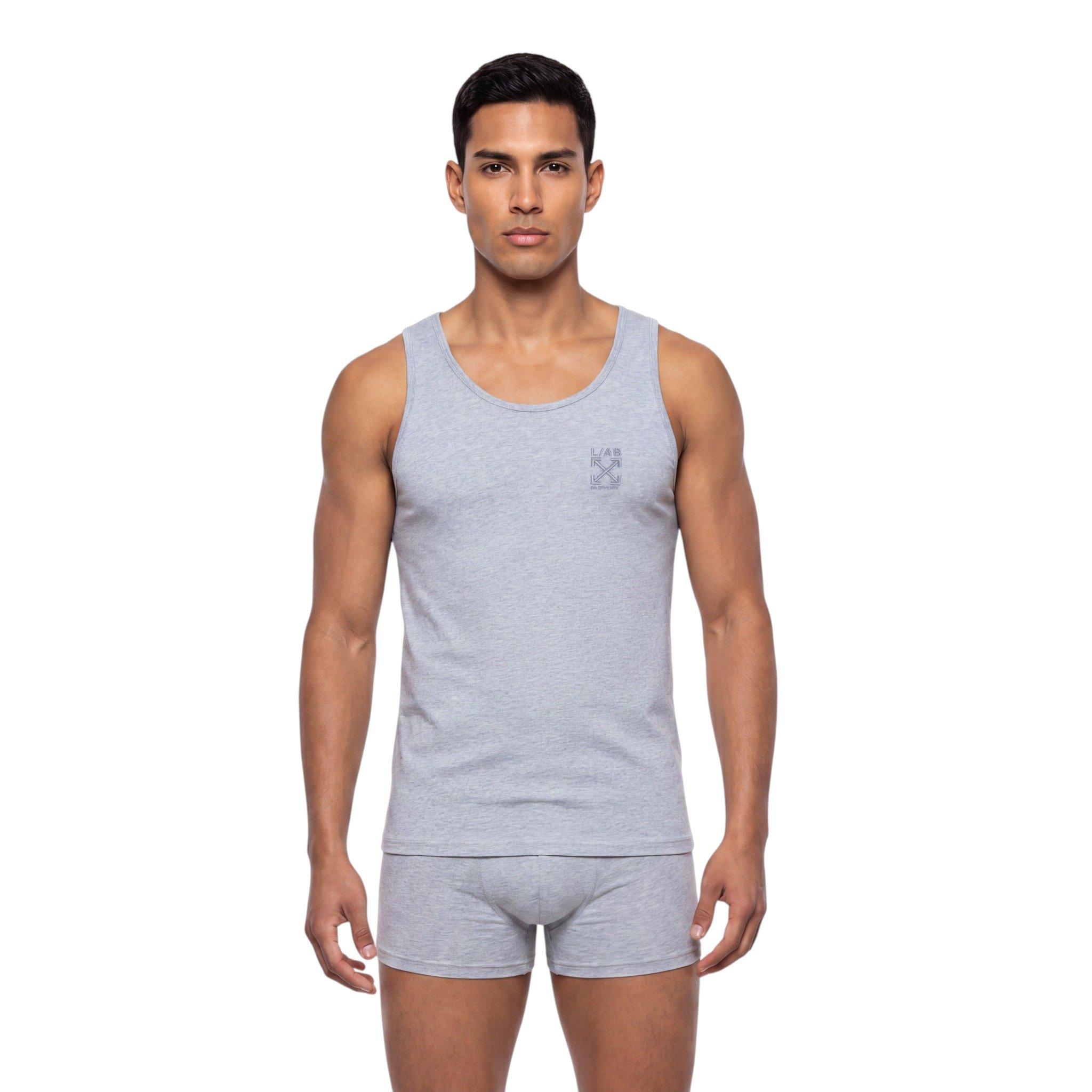 L/AB c/o Off-White Men's Clamp Arrows Classic Fit Tank Tops (3 Pack) - Black/White/Grey - BLACK/WHITE/GREY